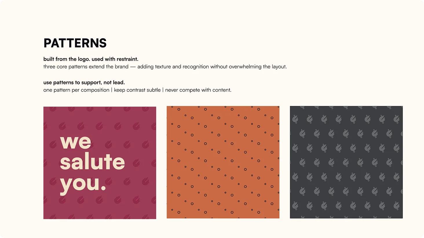 Salute Salon — pattern system